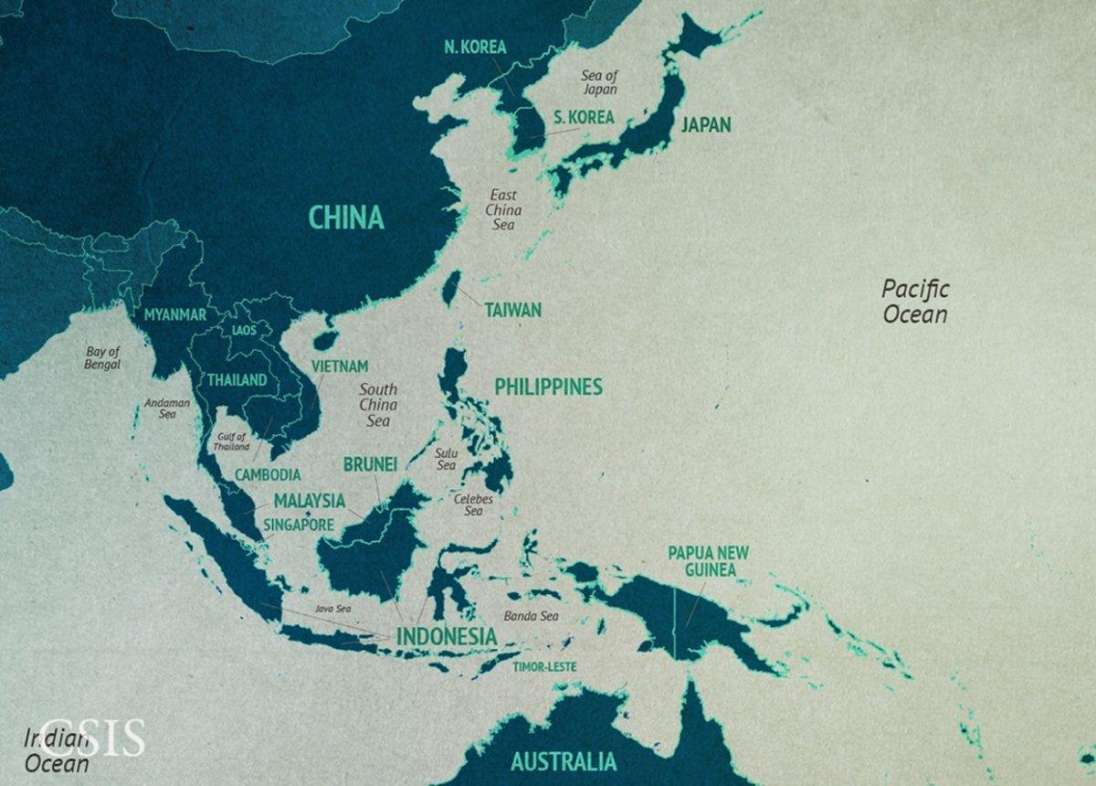 Kitajska južno Kitajsko morje zemljevid