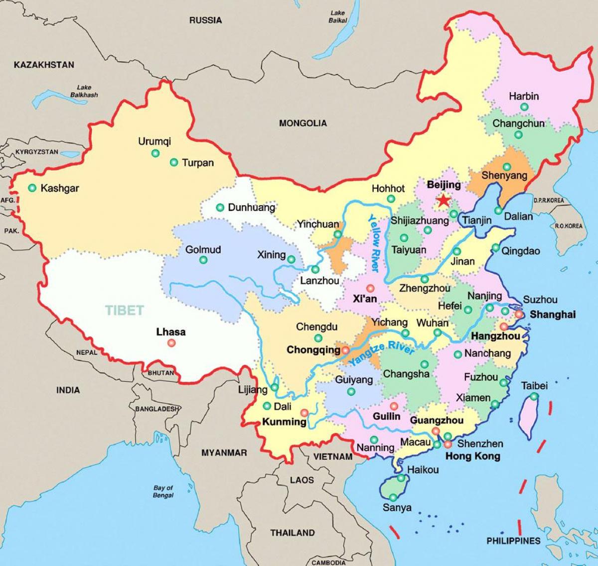 Kitajska na zemljevidu