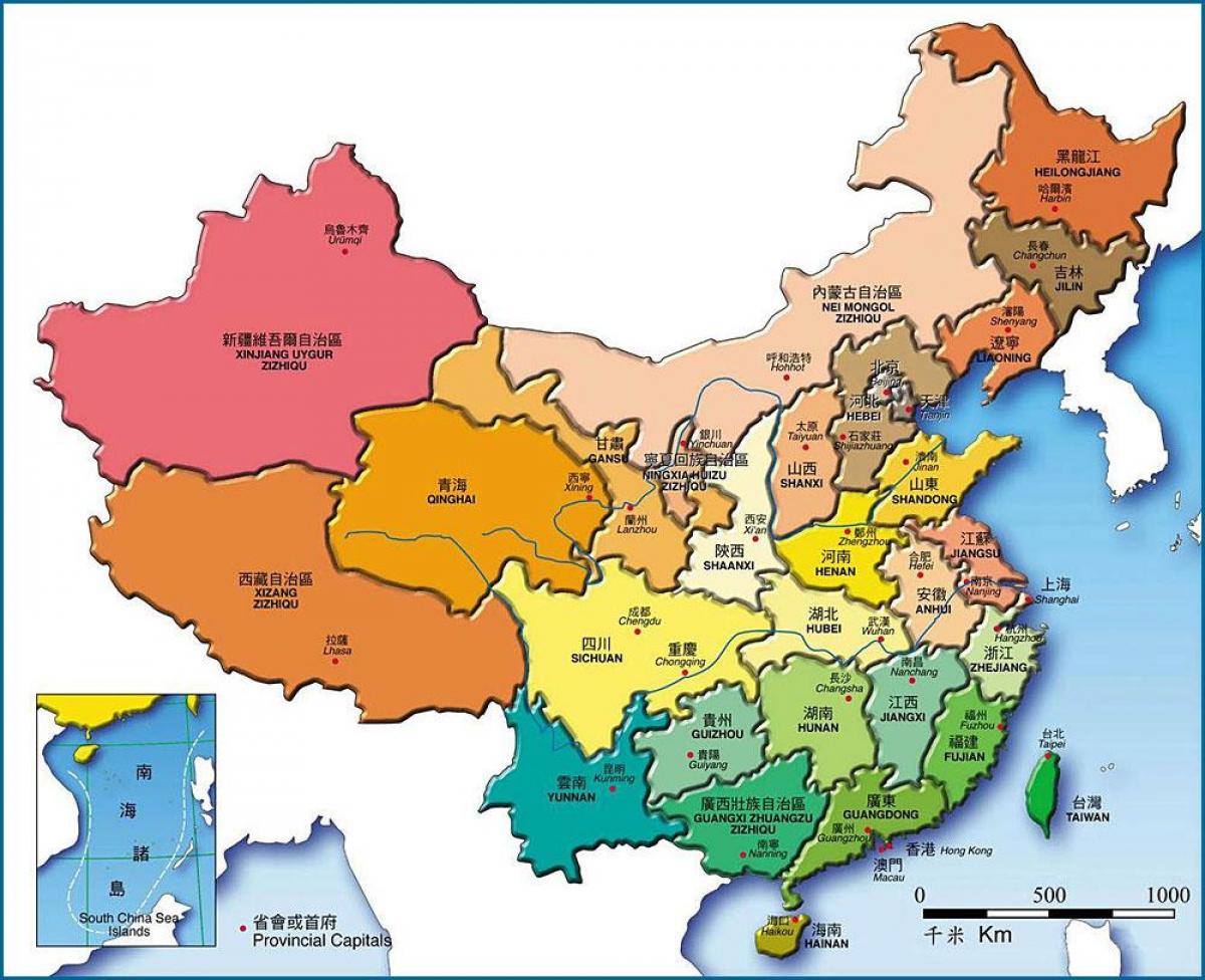 zemljevid Kitajske province