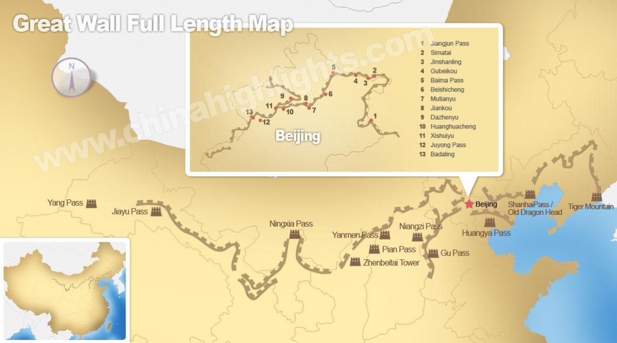 Kitajski zid zemljevid