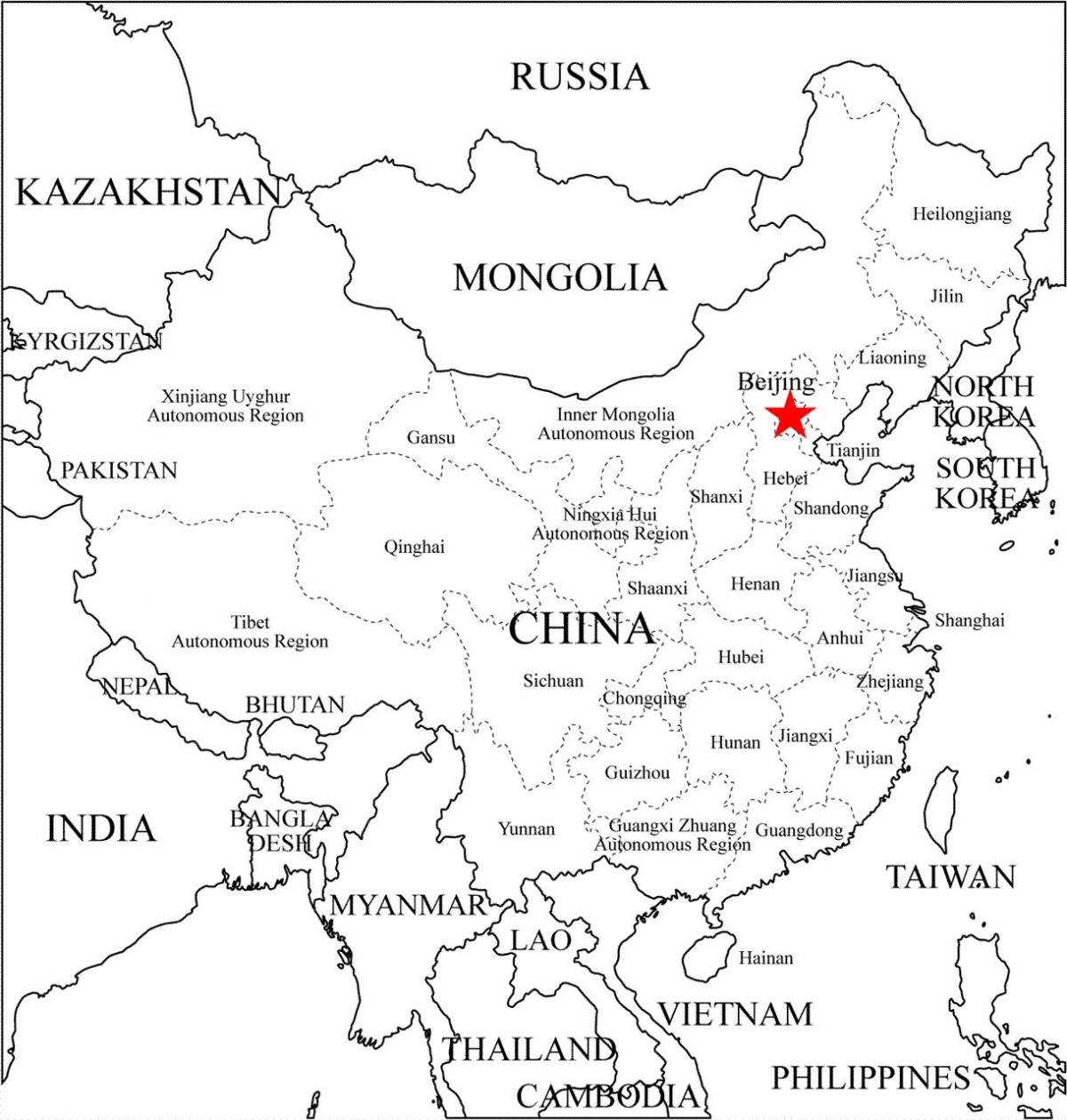 provincah Kitajske zemljevid