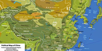 Fizična geografija zemljevid Kitajske