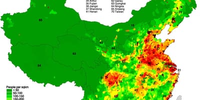 Porazdelitev prebivalstva zemljevid Kitajske